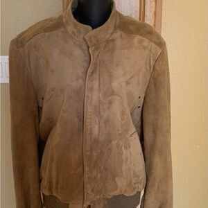 Saks Fifth Avenue Men's Brown Suede Bomber Jacket Sz ML